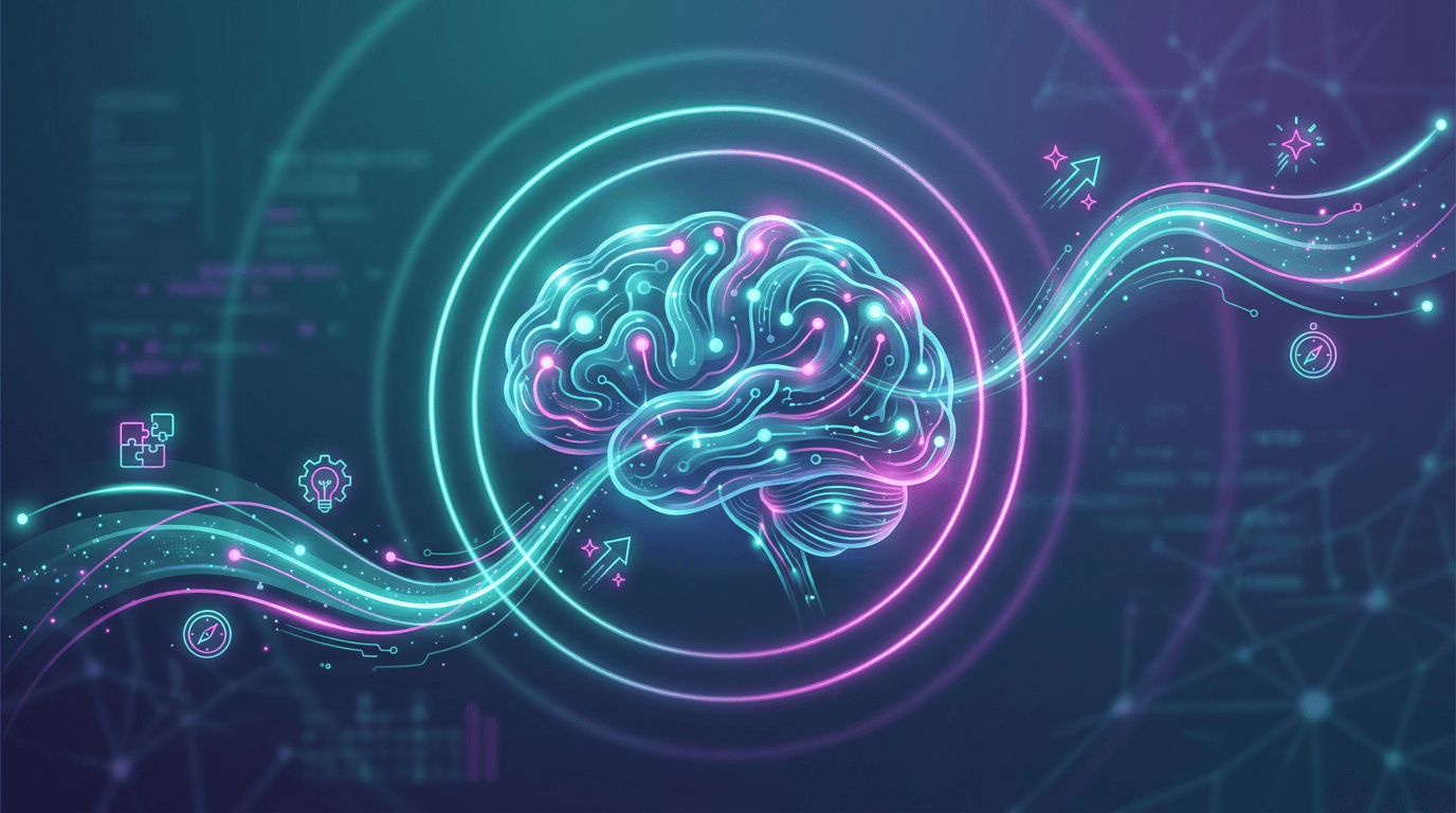 Cognitive training artwork with an abstract brain and focus rings